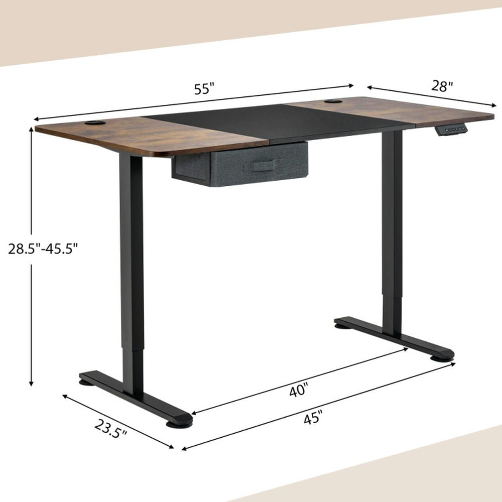 Hommoo Height Adjustable Electric Standing Desk with USB Charging Port-Black, Gaming Computer Desks for Image 3