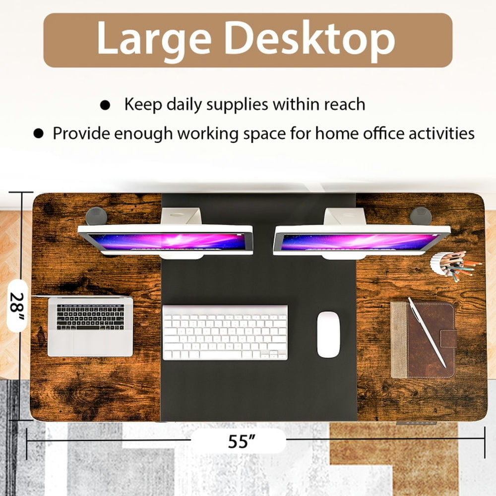 Hommoo Height Adjustable Electric Standing Desk with USB Charging Port-Black, Gaming Computer Desks for Image 4