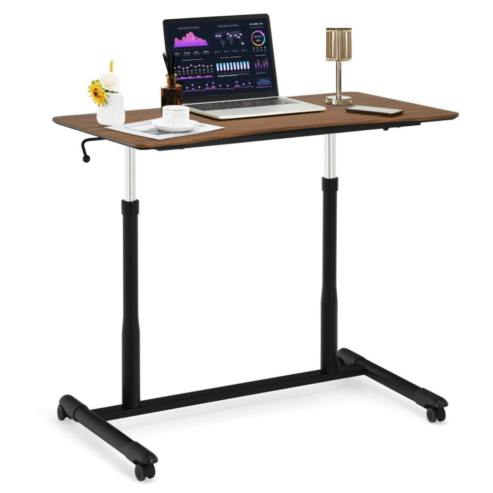 Hommoo Standing Desk,Stand up Table, Home Office Desk,Height Adjustable Computer Desk Sit to Stand Rolling Notebook Image 1