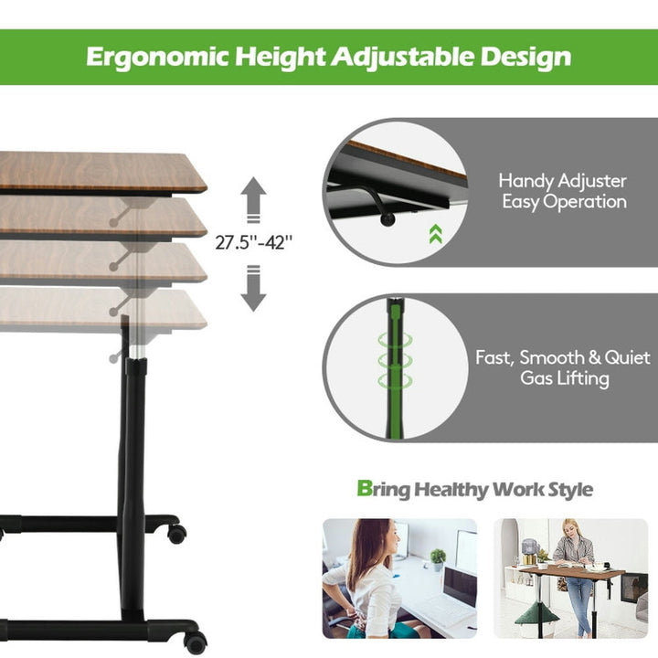 Hommoo Standing Desk,Stand up Table, Home Office Desk,Height Adjustable Computer Desk Sit to Stand Rolling Notebook Image 2