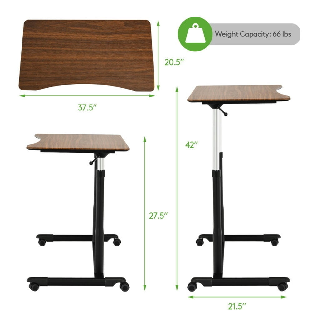 Hommoo Standing Desk,Stand up Table, Home Office Desk,Height Adjustable Computer Desk Sit to Stand Rolling Notebook Image 3