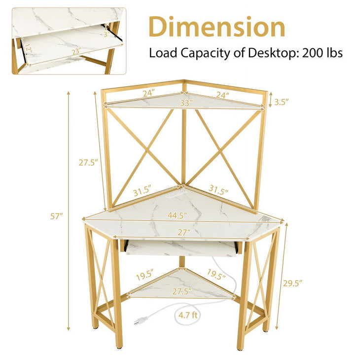 Hommoo Space-Saving Corner Computer Desk with with Hutch and Keyboard Tray-White, Gaming Computer Desks for Image 3