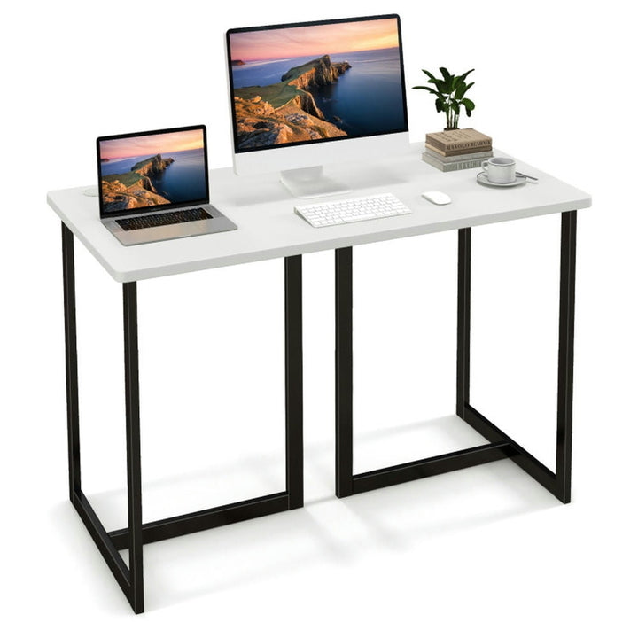 Hommoo Modern Computer Desk 47 Inch Writing Study Table with Metal Frame, Home Office Desks, Gaming Computer Desks for Image 1