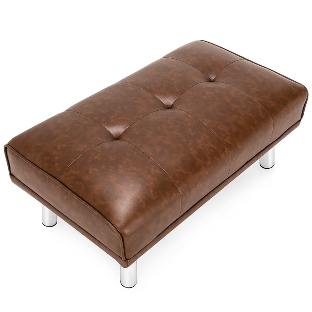 Hommoo Ottoman Bench,Ottoman Foot Rest Chair,Rectangle Tufted Ottoman with Stainless Steel Legs for Living Room-Brown Image 4