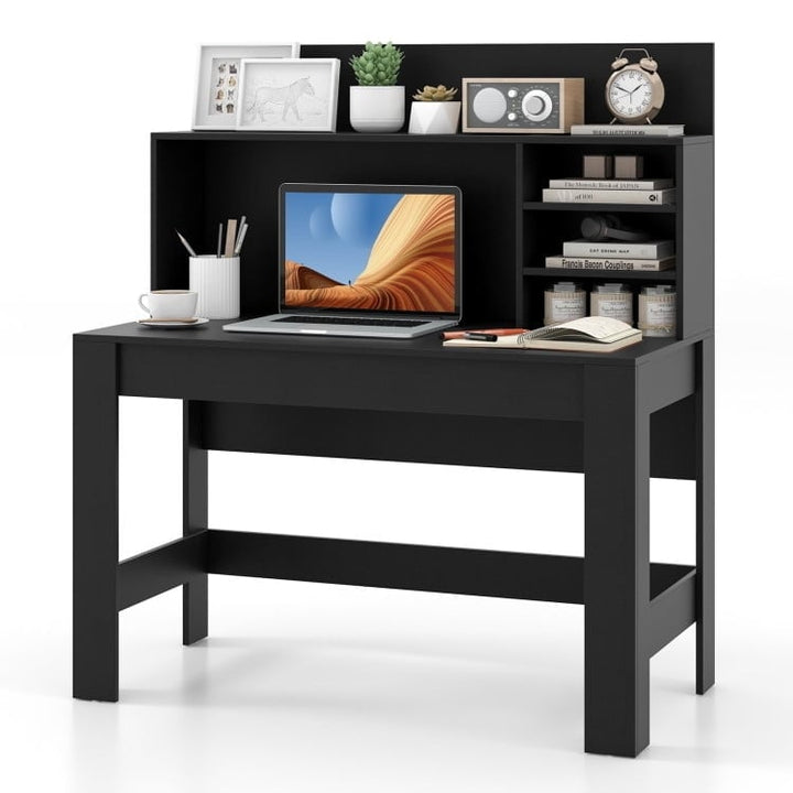 Hommoo 48 Inch Writing Computer Desk with Anti-Tipping Kits and Cable Management Hole-Black, Gaming Computer Desks for Image 5