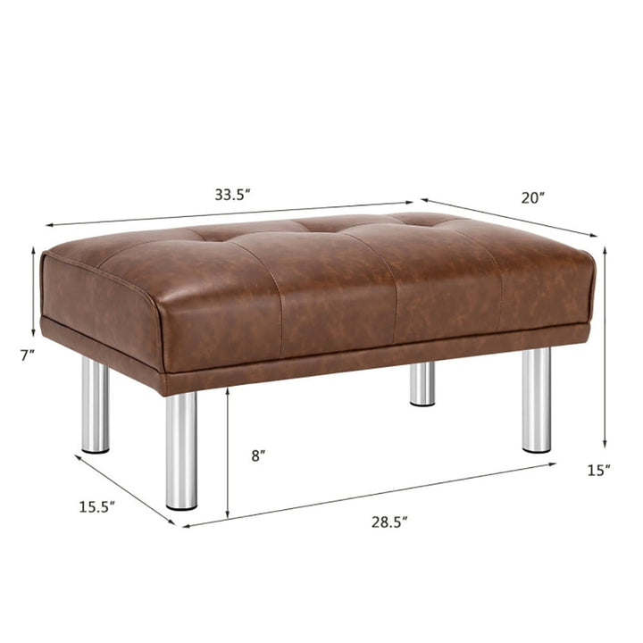 Hommoo Ottoman Bench,Ottoman Foot Rest Chair,Rectangle Tufted Ottoman with Stainless Steel Legs for Living Room-Brown Image 6