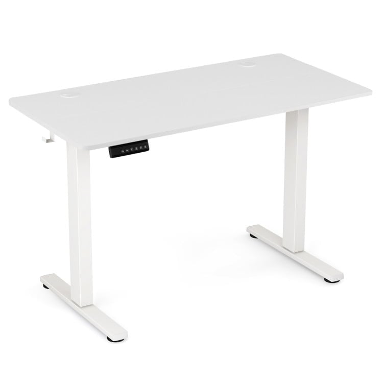 Hommoo Electric Standing Desk with 3 Memory Height Settings and 2 Hanging Hooks and Cable Management-White Image 3