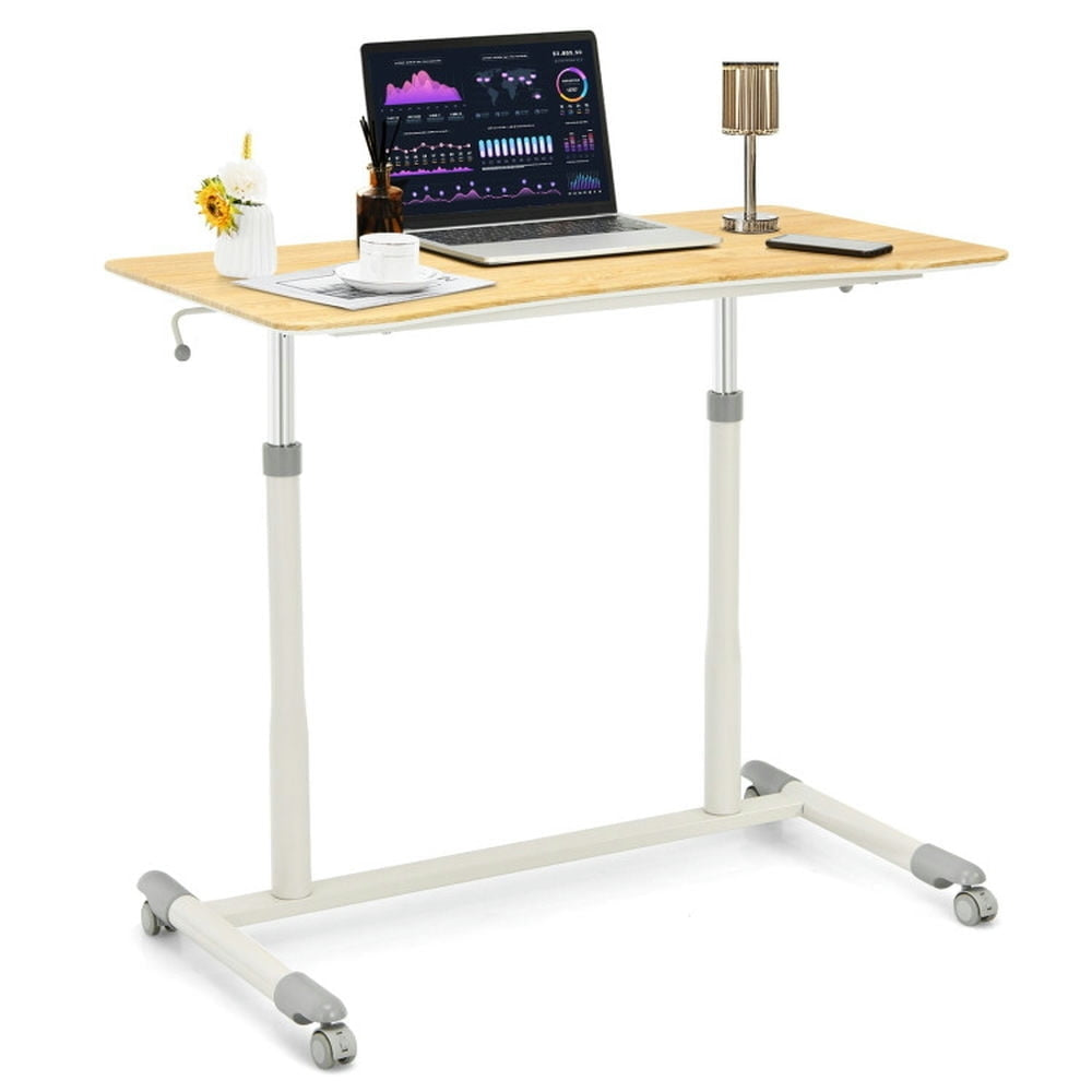 Hommoo Standing Desk,Stand up Table, Home Office Desk,Height Adjustable Computer Desk Sit to Stand Rolling Notebook Image 1