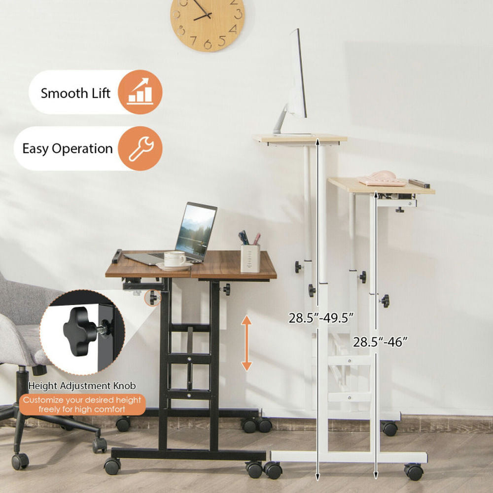 Hommoo Standing Desk,Stand up Table, Home Office Desk,Mobile Standing up Desk Adjustable Computer Desk Tilting Image 2