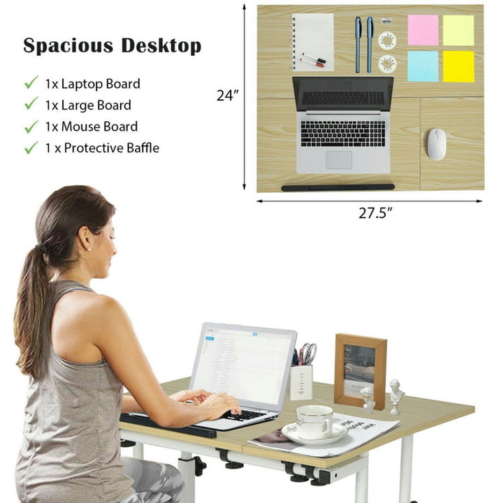 Hommoo Standing Desk,Stand up Table, Home Office Desk,Mobile Standing up Desk Adjustable Computer Desk Tilting Image 3