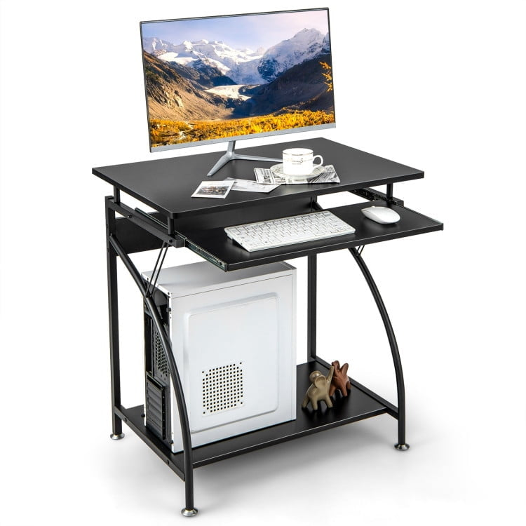 Hommoo 27.5 Inch Laptop Table Computer Desk for Small Spaces with Pull-out Keyboard Tray, Gaming Computer Desks for Image 1