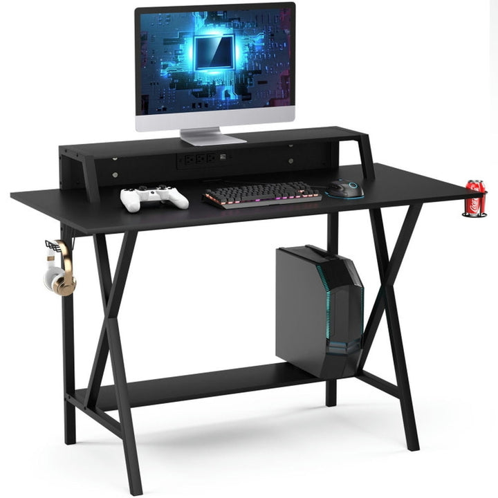 Hommoo All-in-One Professional Gaming Desk with Cup and Headphone Holder, Home Office Desks, Gaming Computer Desks for Image 1