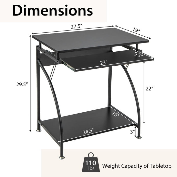 Hommoo 27.5 Inch Laptop Table Computer Desk for Small Spaces with Pull-out Keyboard Tray, Gaming Computer Desks for Image 4