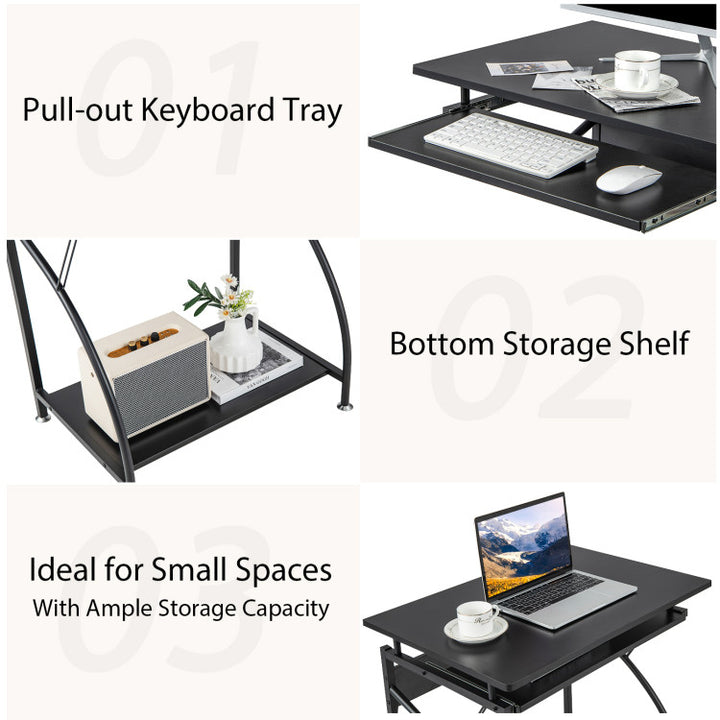 Hommoo 27.5 Inch Laptop Table Computer Desk for Small Spaces with Pull-out Keyboard Tray, Gaming Computer Desks for Image 5