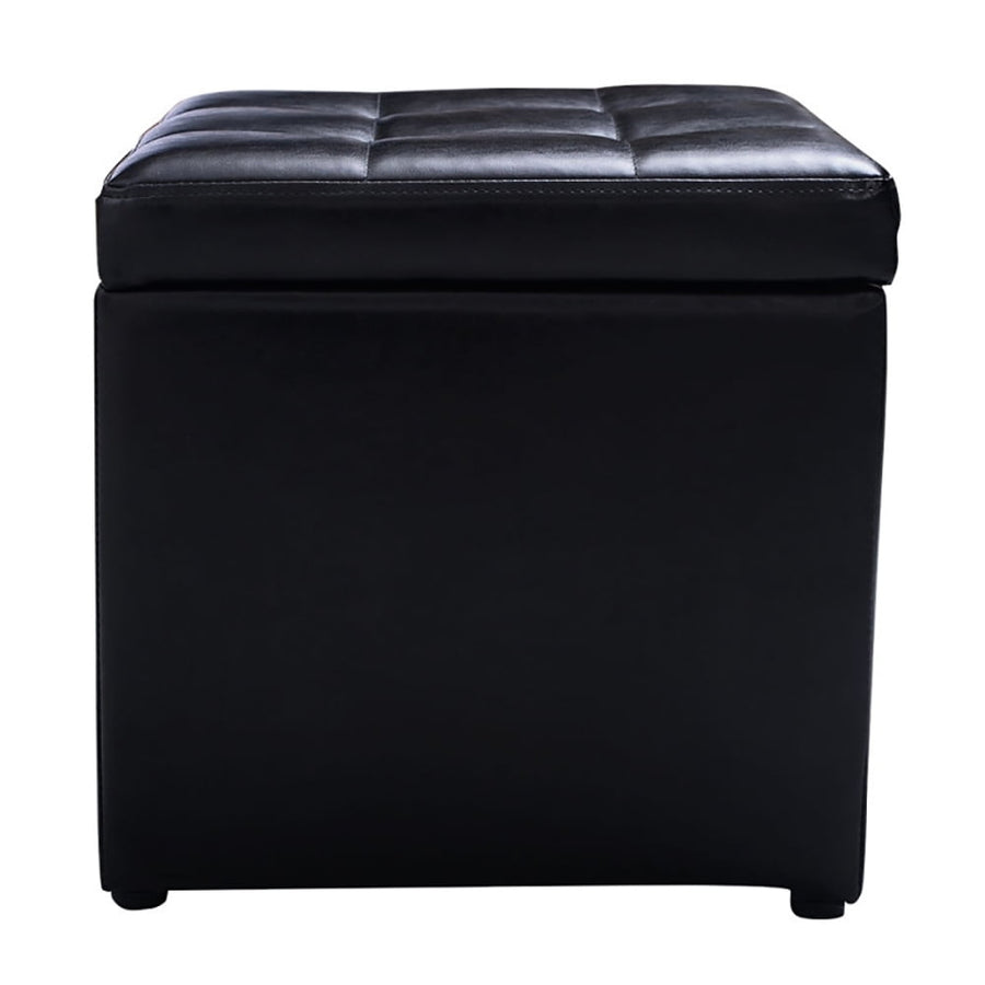 Hommoo Foldable Cube Ottoman Pouffe Storage Seat-Black, Folding Footstools,Multi-Functional Ottoman for Entryway, Image 1