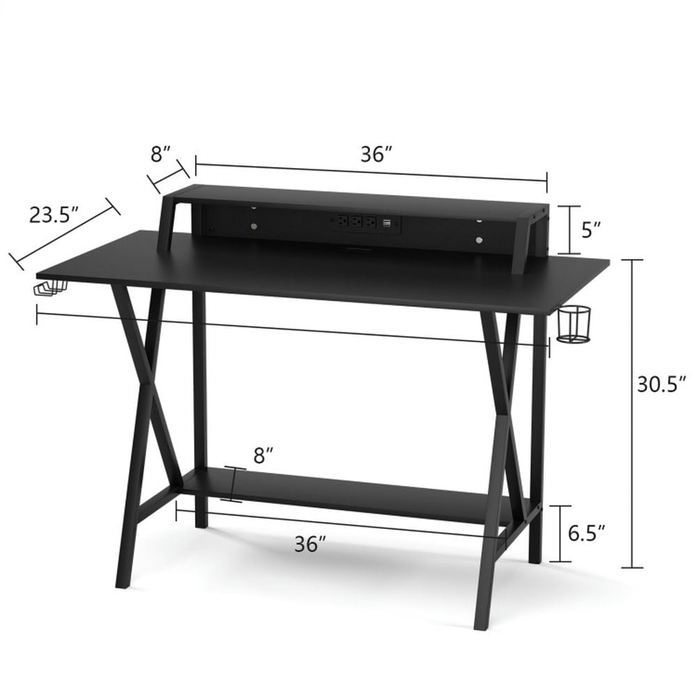 Hommoo All-in-One Professional Gaming Desk with Cup and Headphone Holder, Home Office Desks, Gaming Computer Desks for Image 5