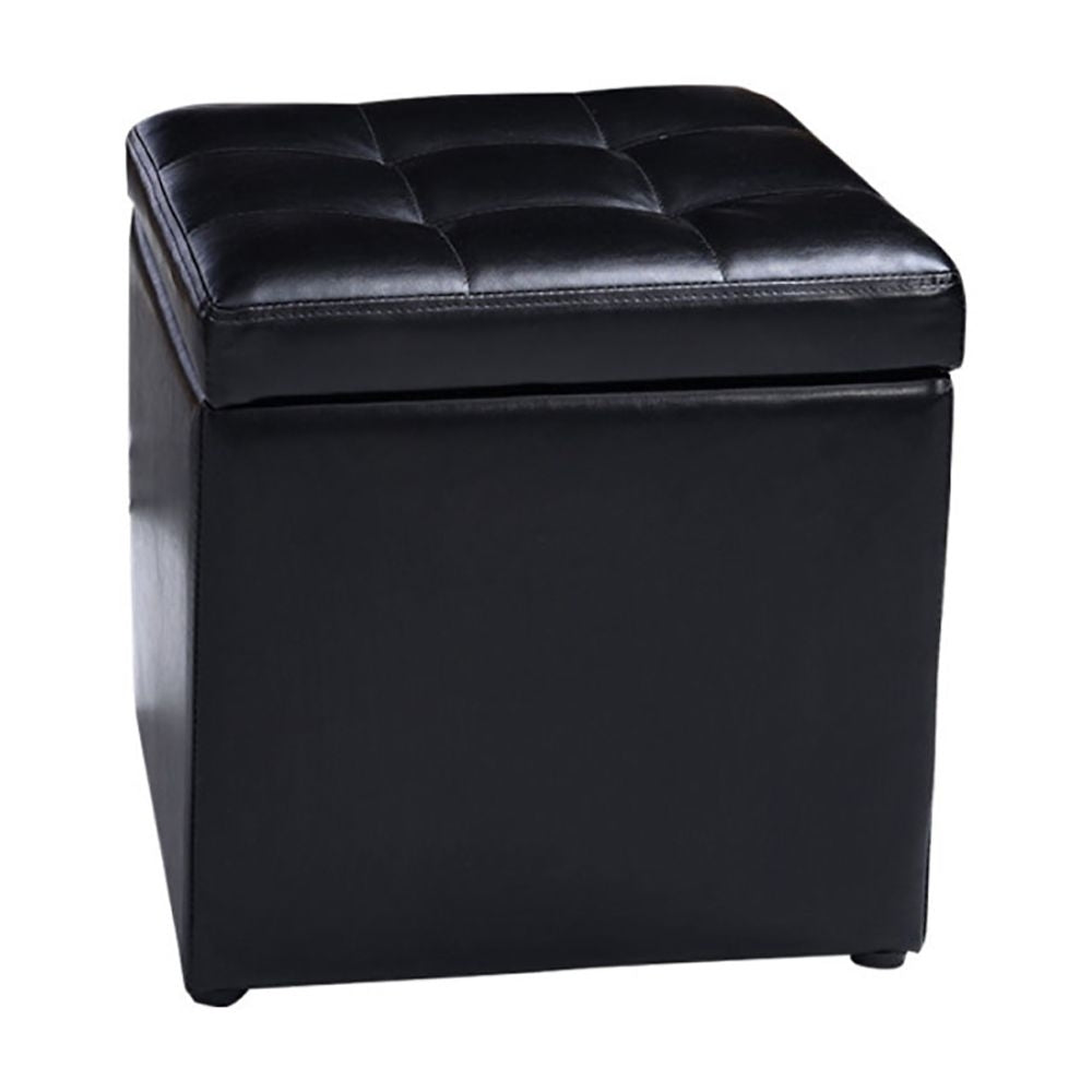 Hommoo Foldable Cube Ottoman Pouffe Storage Seat-Black, Folding Footstools,Multi-Functional Ottoman for Entryway, Image 4