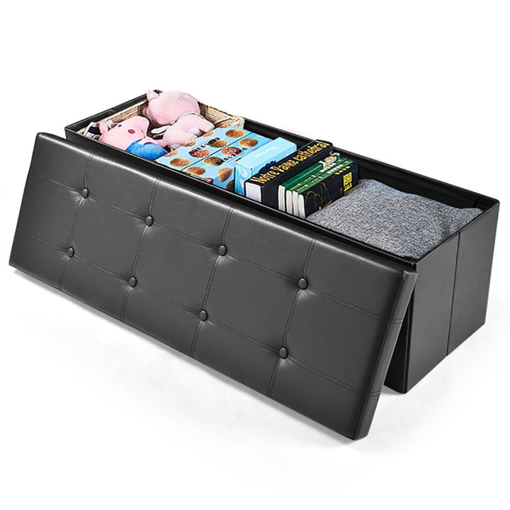 Hommoo 45 Inches Large Folding Ottoman Storage Seat-Black, for Entryway, Bedroom, and Living Room Image 3