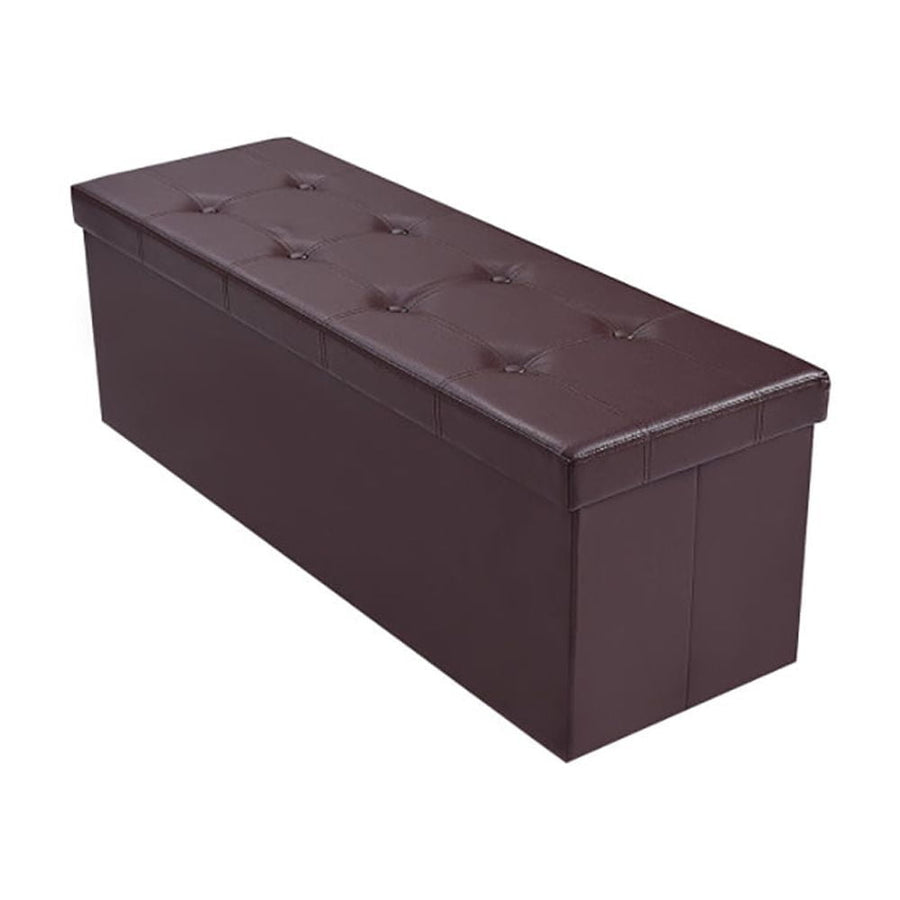 Hommoo 45 Inches Large Folding Ottoman Storage Seat - Brown, for Entryway, Bedroom, and Living Room Image 1