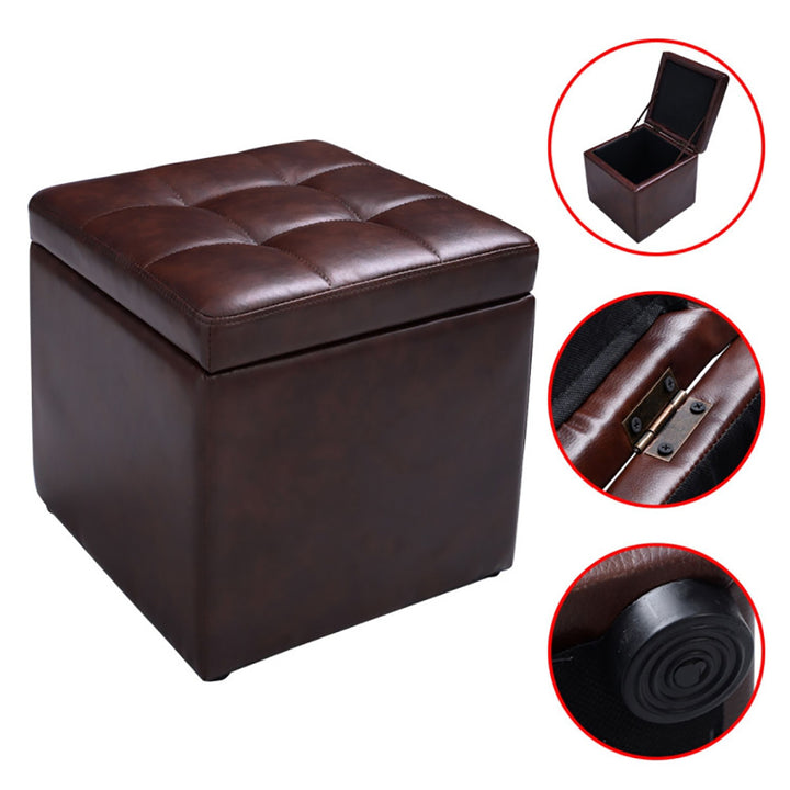 Hommoo Ottoman Pouffe Storage Box Lounge Seat Footstools , for Entryway, Bedroom, and Living Room Image 2