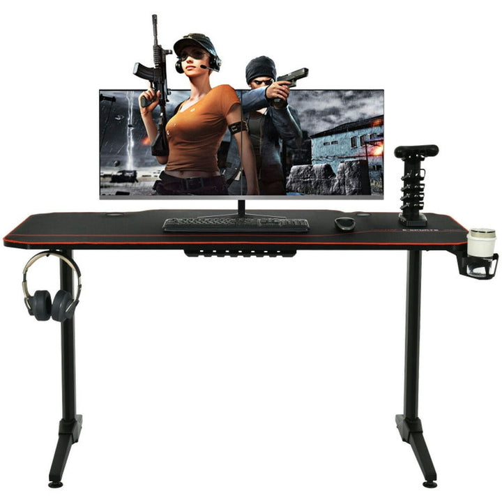 Hommoo 55 Inch Gaming Desk with Free Mouse Pad with Carbon Fiber Surface, Home Office Desks, Gaming Computer Desks for Image 1