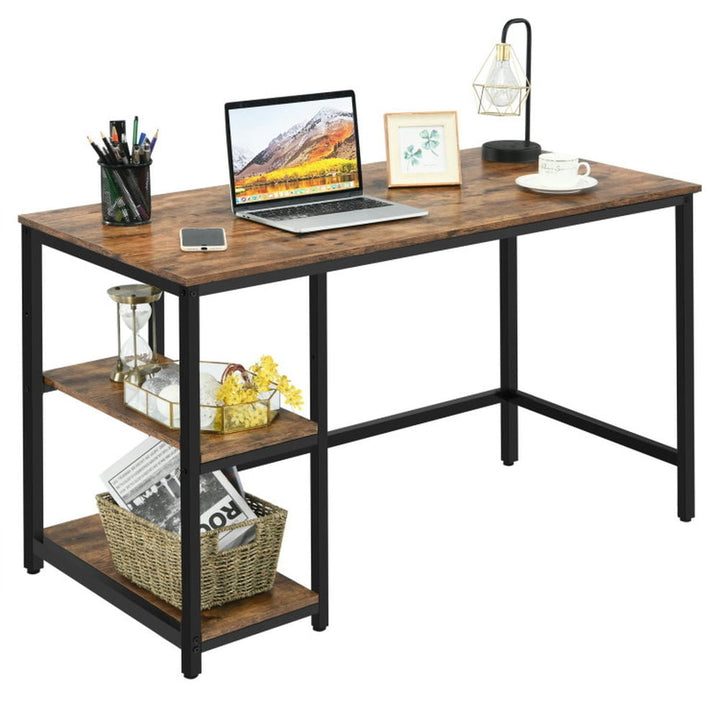 Hommoo 47 Inch Computer Desk Office Study Table Workstation Home with Adjustable Shelf Rustic Brown-M Image 1