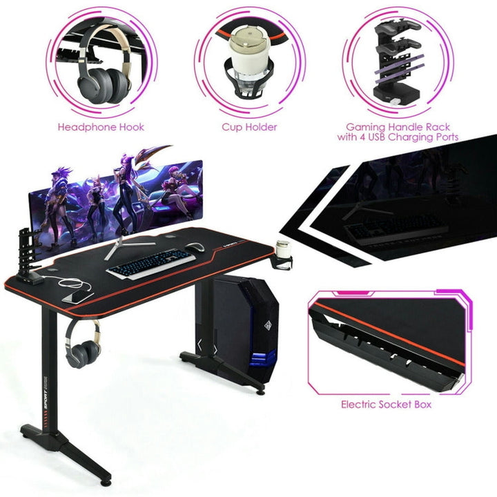 Hommoo 55 Inch Gaming Desk with Free Mouse Pad with Carbon Fiber Surface, Home Office Desks, Gaming Computer Desks for Image 3