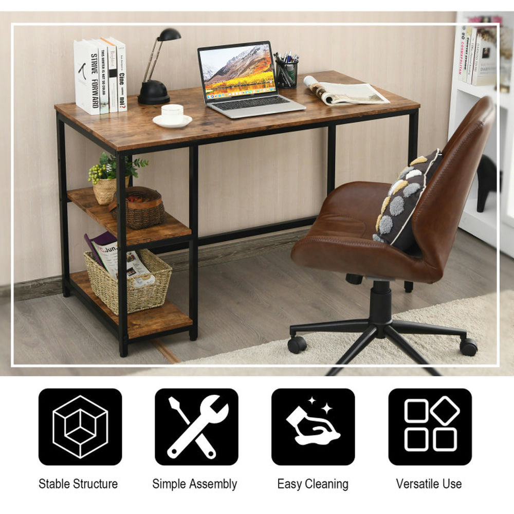 Hommoo 47 Inch Computer Desk Office Study Table Workstation Home with Adjustable Shelf Rustic Brown-M Image 3