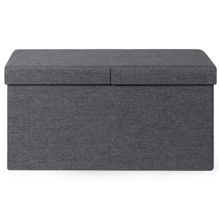 Hommoo 30 Inch Folding Storage Ottoman with Lift Top-Dark Gray, for Entryway, Bedroom, and Living Room Image 1