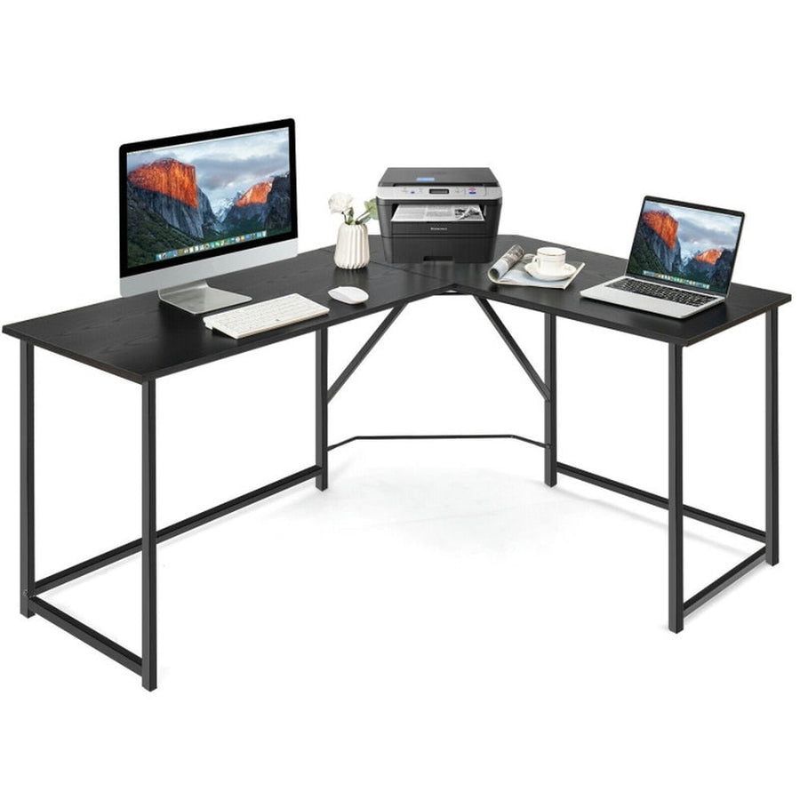 Hommoo L Shaped Corner Home Office Computer Desk Home-Black, Home Office Desks, Gaming Computer Desks for Image 1