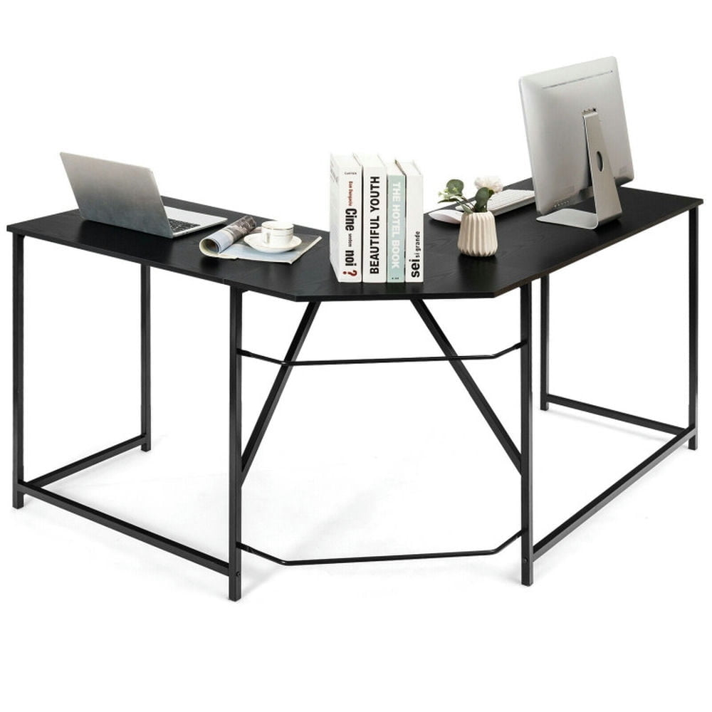 Hommoo L Shaped Corner Home Office Computer Desk Home-Black, Home Office Desks, Gaming Computer Desks for Image 2