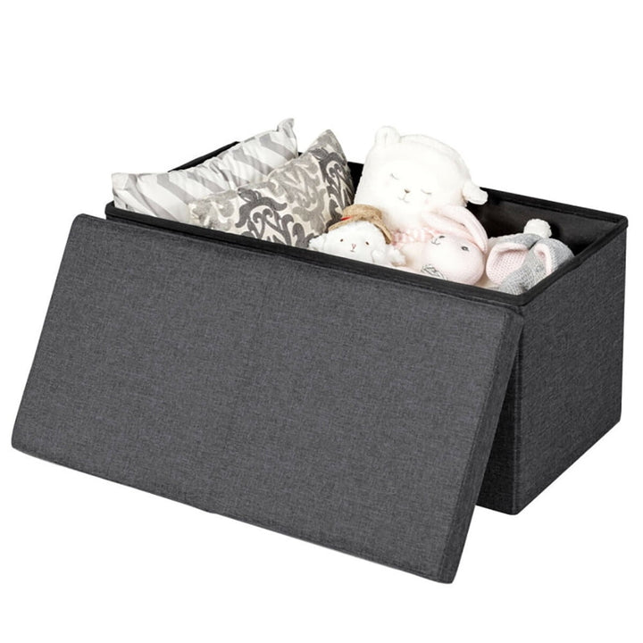 Hommoo 30 Inch Folding Storage Ottoman with Lift Top-Dark Gray, for Entryway, Bedroom, and Living Room Image 7