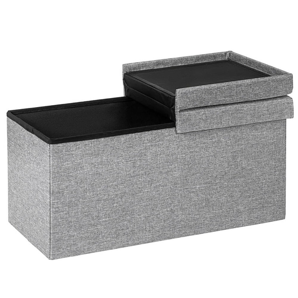 Hommoo 30 Inch Folding Storage Ottoman with Lift Top-Light Gray, for Entryway, Bedroom, and Living Room Image 6