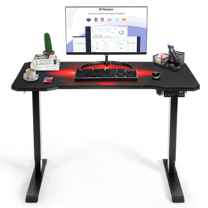 Hommoo Electric Standing Gaming Desk with Height Adjustable Splice Board, Home Office Desks, Gaming Computer Desks for Image 1