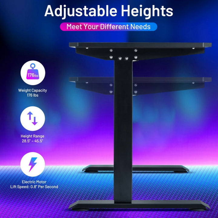 Hommoo Electric Standing Gaming Desk with Height Adjustable Splice Board, Home Office Desks, Gaming Computer Desks for Image 4