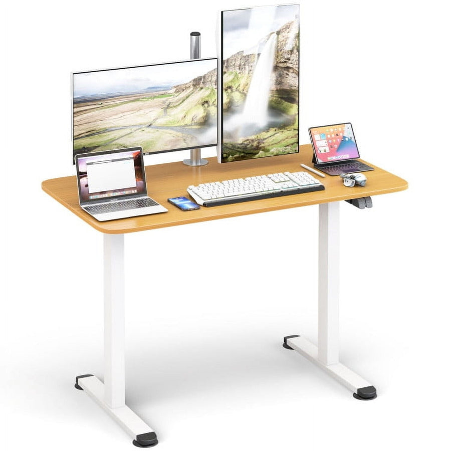 Hommoo Electric Standing Desk Adjustable Stand up Computer Desk Anti-collision-Natural, Gaming Computer Desks for Image 1