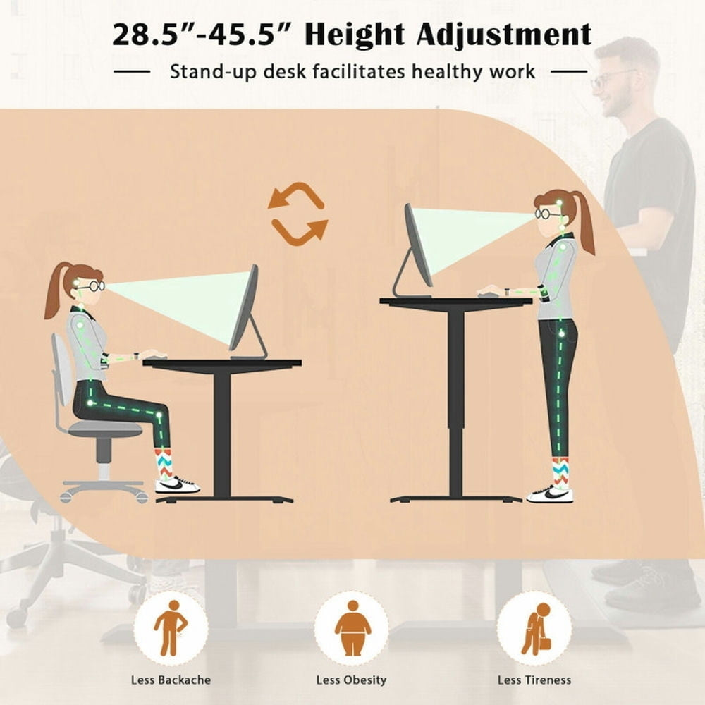 Hommoo L-shaped Electric Standing Desk with 4 Memory Positions and LCD Display-Black, Gaming Computer Desks for Image 6