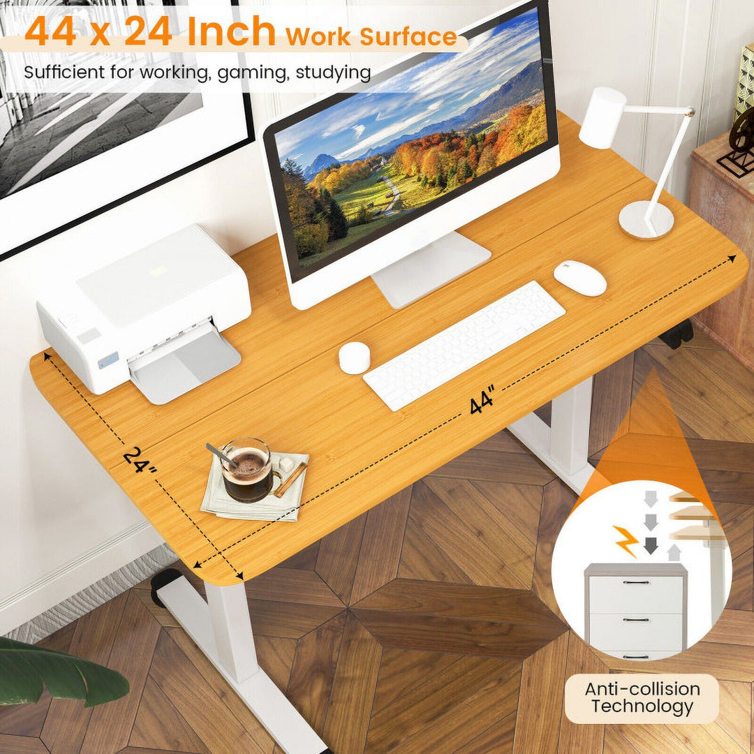 Hommoo Electric Standing Desk Adjustable Stand up Computer Desk Anti-collision-Natural, Gaming Computer Desks for Image 2