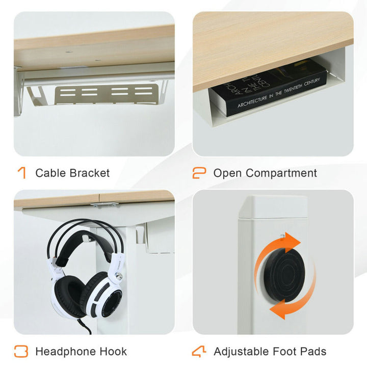 Hommoo 48 Inches Electric Standing Adjustable Desk with Control Panel and USB Port-Beige, Gaming Computer Desks for Image 3