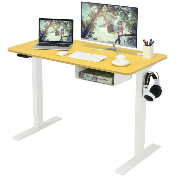 Hommoo 48 Inches Electric Standing Adjustable Desk with Control Panel and USB Port-Beige, Gaming Computer Desks for Image 6