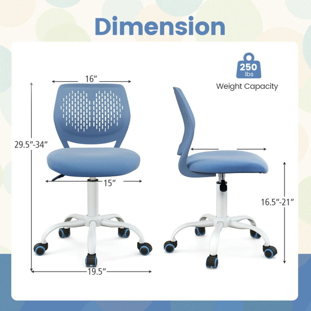 Hommoo Ergonomic Children Study Chair with Adjustable Height-Blue, Home Office Computer Desk Chair, Small Office Chair Image 4