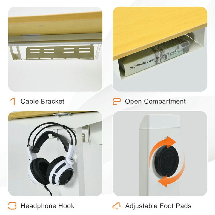 Hommoo 48-Inch Electric Standing Adjustable Desk with Control Panel and USB Port-Natural, Gaming Computer Desks for Image 6