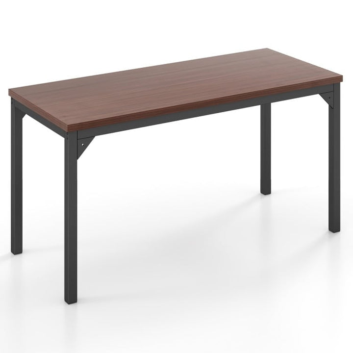 Hommoo 55 Inch Conference Table with Heavy-duty Metal Frame-Brown, Home Office Desks, Gaming Computer Desks for Image 1