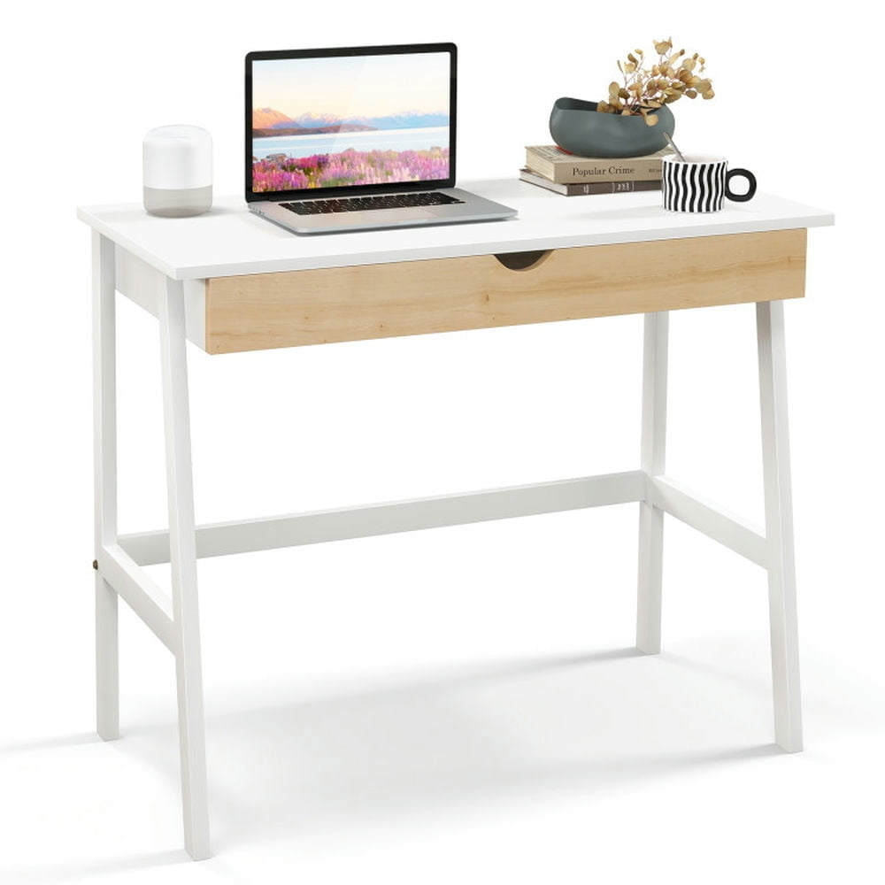 Hommoo Wooden Computer Desk with Drawer for Home Office, Home Office Desks, Gaming Computer Desks for Image 1