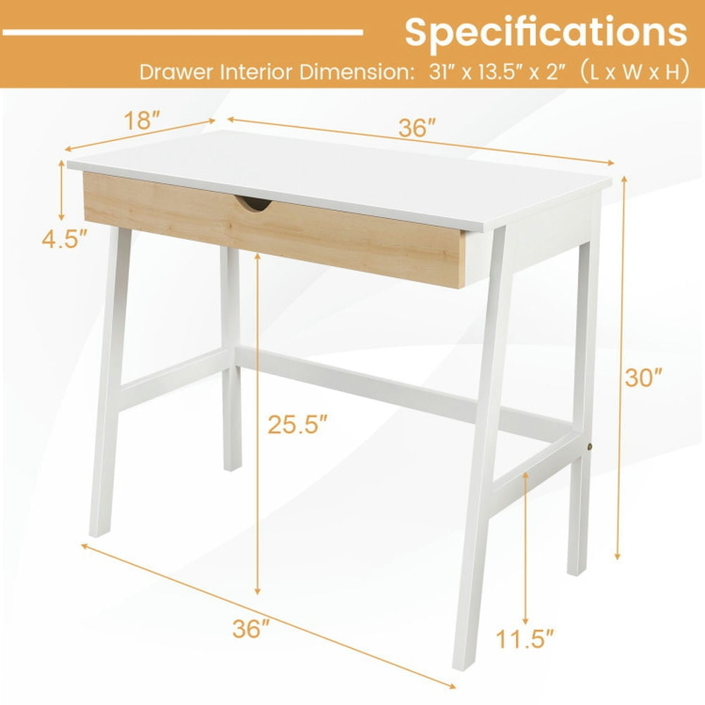 Hommoo Wooden Computer Desk with Drawer for Home Office, Home Office Desks, Gaming Computer Desks for Image 2