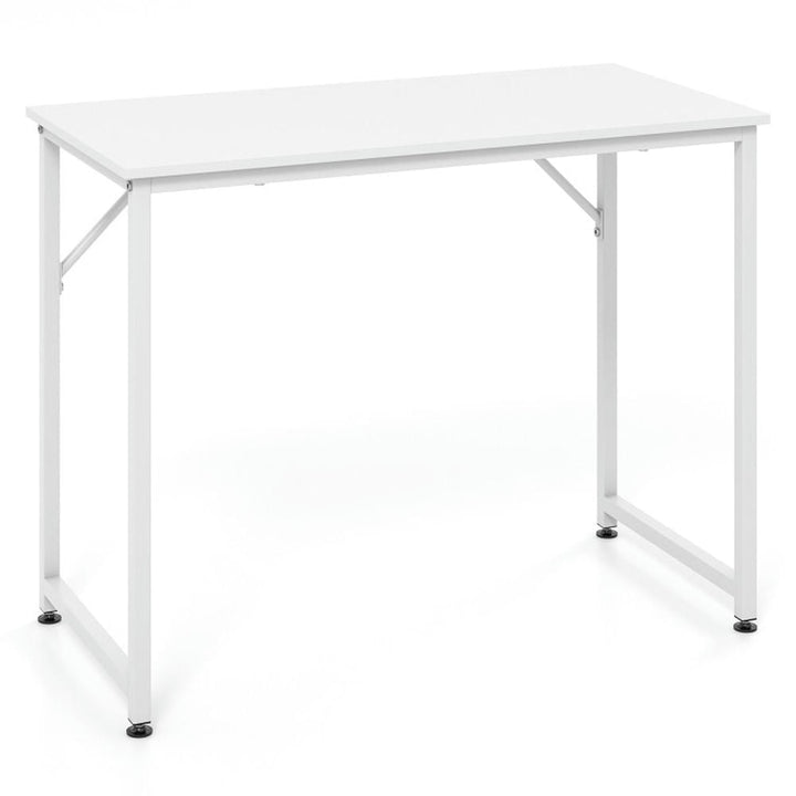 Hommoo 40 Inch Small Computer Desk with Heavy-duty Metal Frame-White, Home Office Desks, Gaming Computer Desks for Image 3