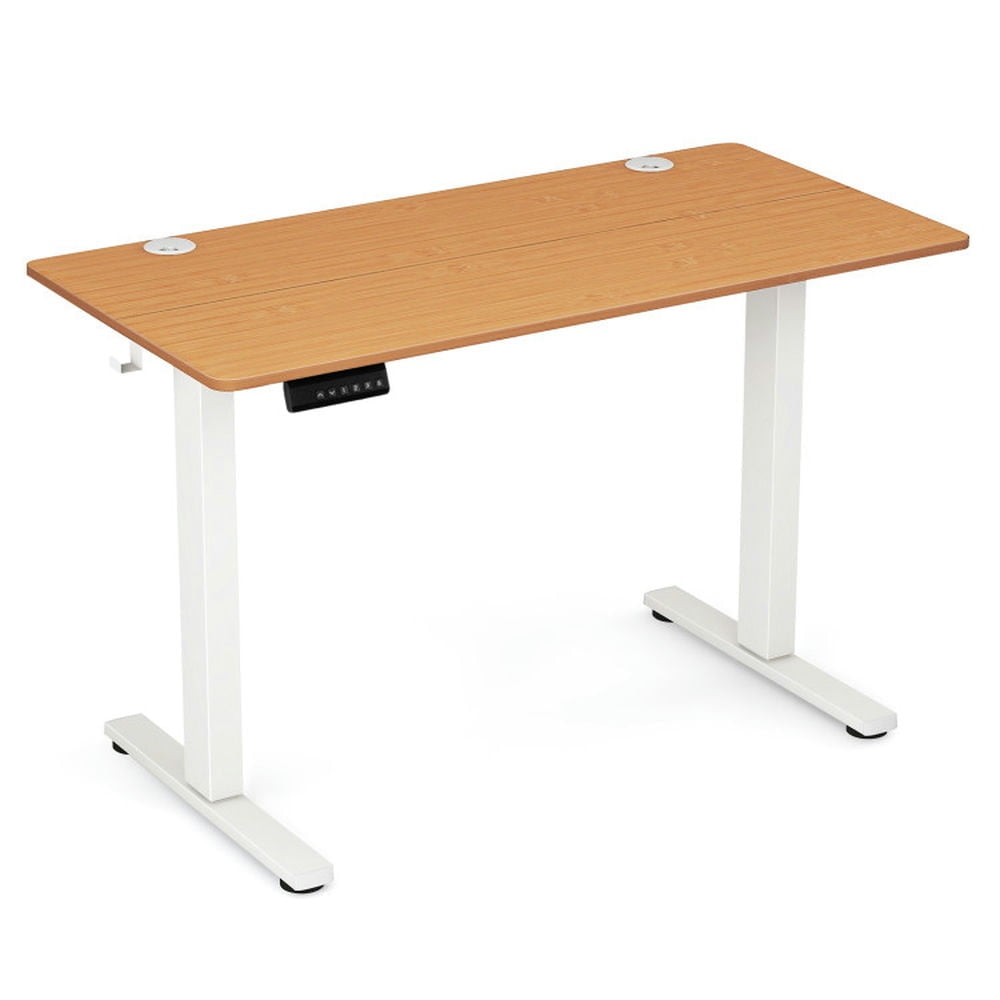 Hommoo Electric Standing Desk with 3 Memory Height Settings and 2 Hanging Hooks and Cable Management-Natural Image 3