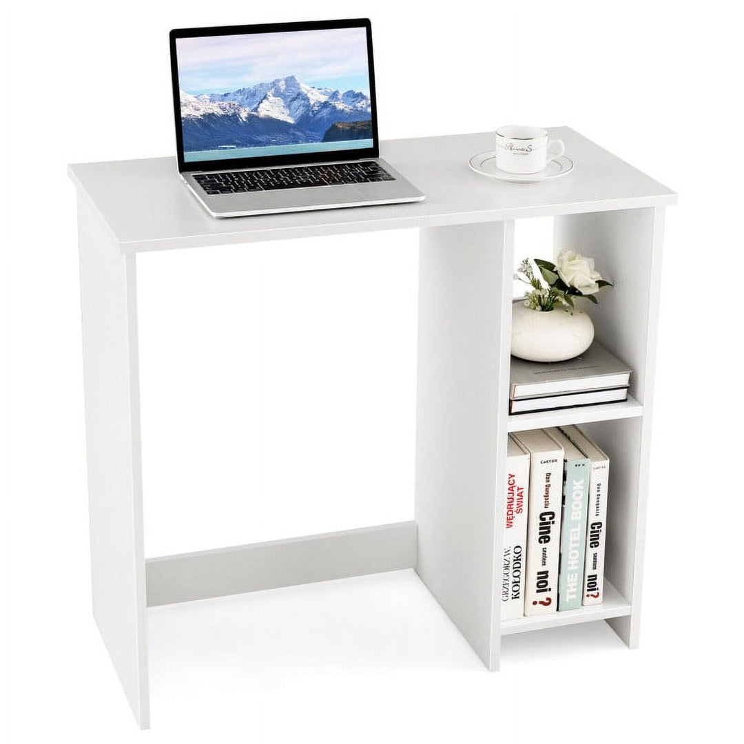 Hommoo 31.5 Inch Modern Home Office Desk with 2 Compartments-White, Home Office Desks, Gaming Computer Desks for Image 1