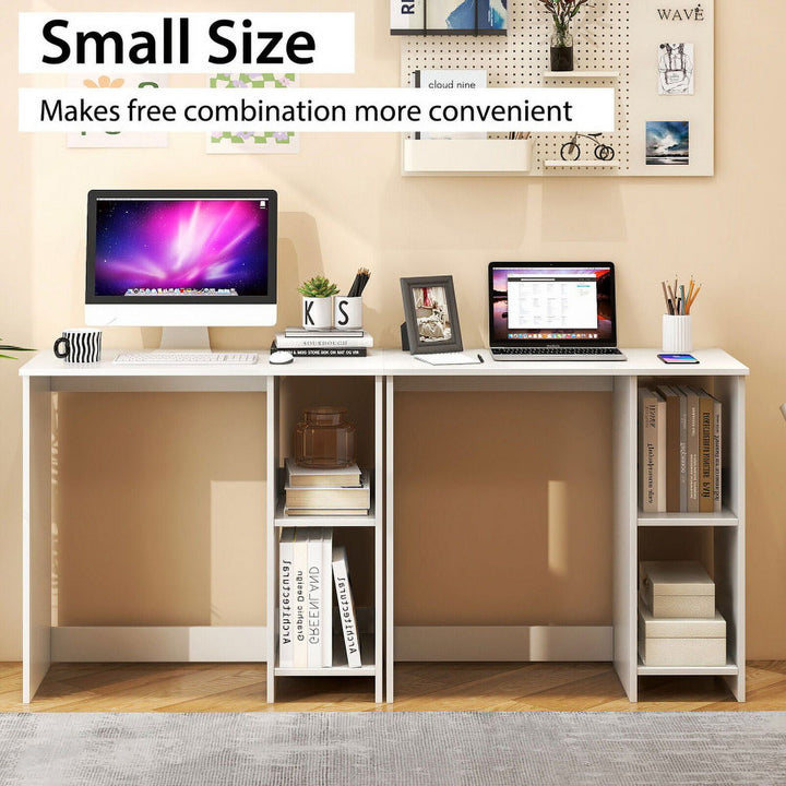 Hommoo 31.5 Inch Modern Home Office Desk with 2 Compartments-White, Home Office Desks, Gaming Computer Desks for Image 2