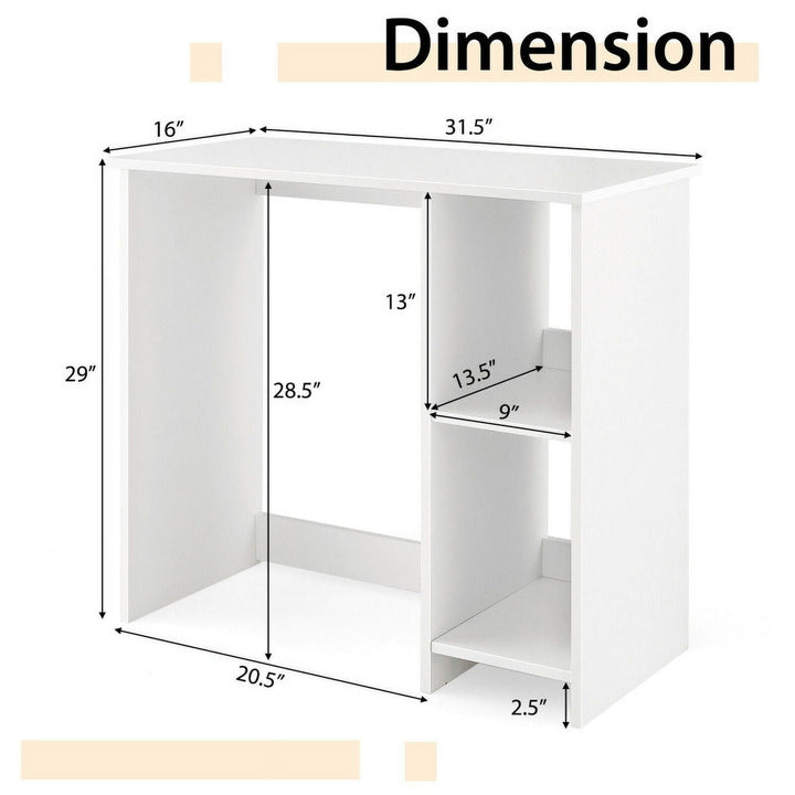 Hommoo 31.5 Inch Modern Home Office Desk with 2 Compartments-White, Home Office Desks, Gaming Computer Desks for Image 4